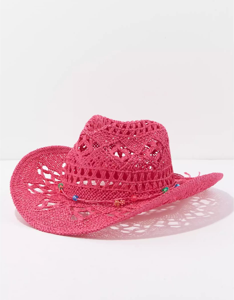 Chapeaux American Eagle AE Paper Straw Cowboy Rose Clair Femme | RFX-65283463